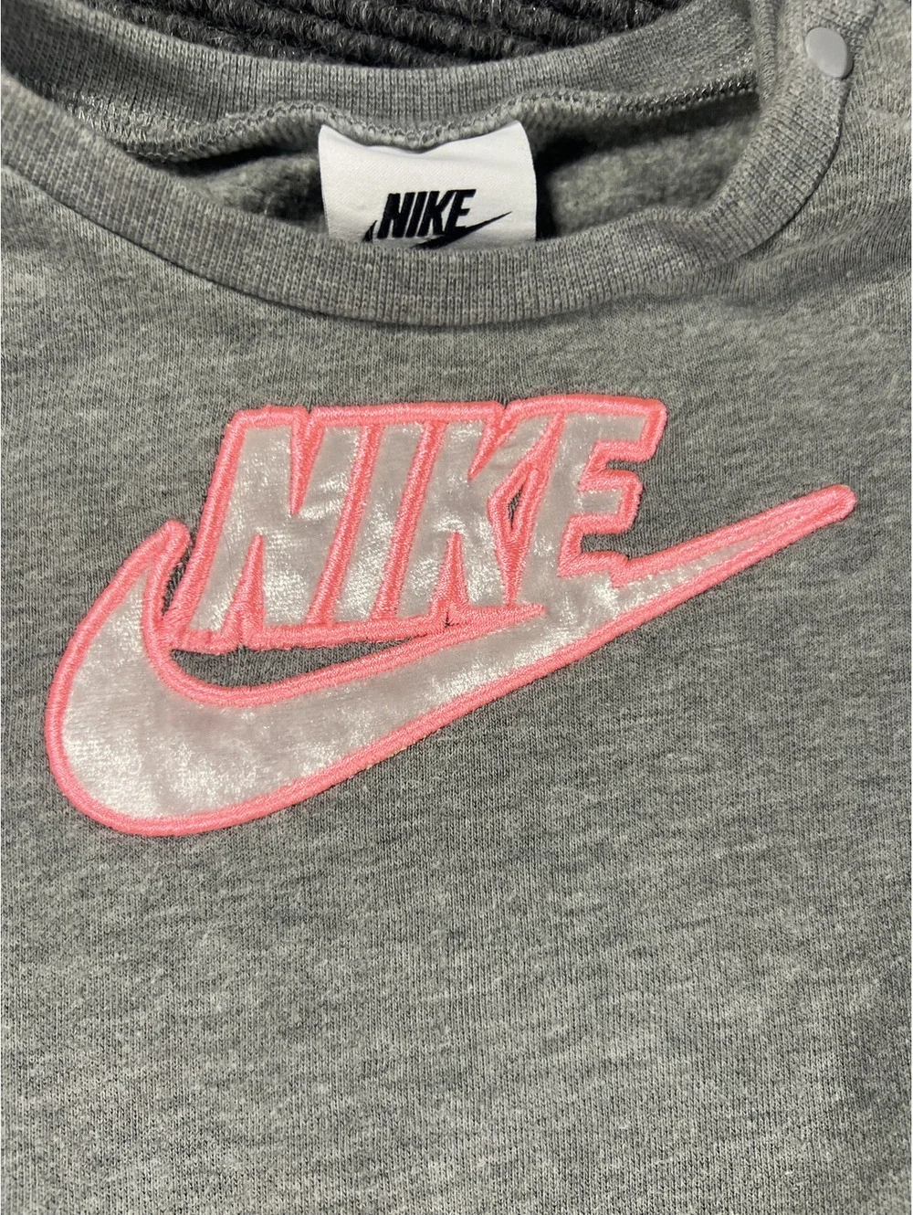 Nike Baby Girls' Pink Crushed Velour Leggings and Grey Sweatshirt Set - 18M